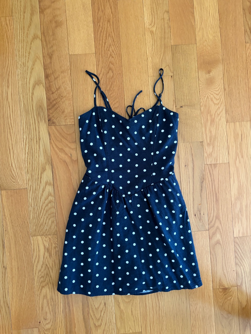 Hollister Navy Blue Polka Dot Spaghetti Strap Romper